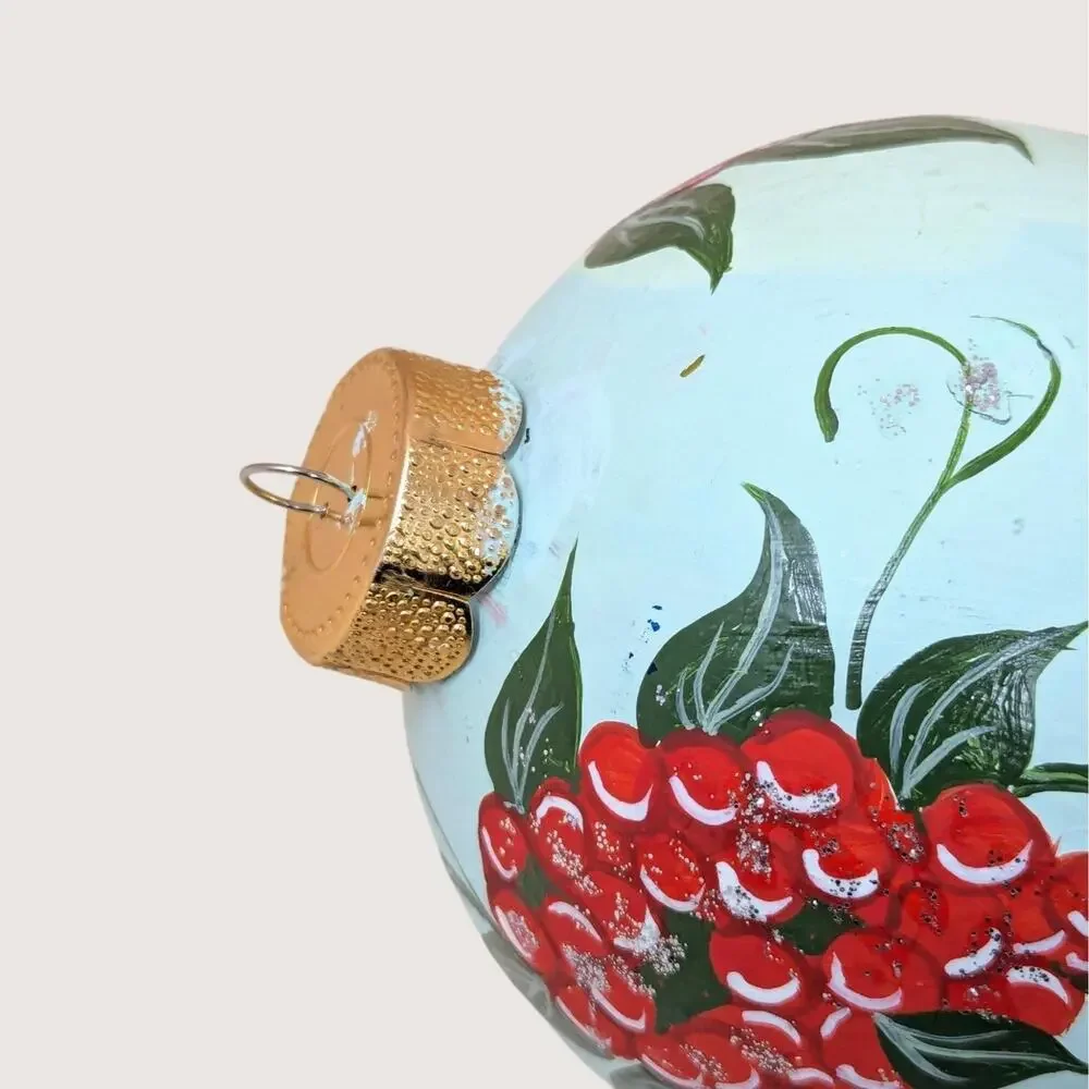 Vintage Hand Painted Baltimore Oriole Glass Christmas Ornament